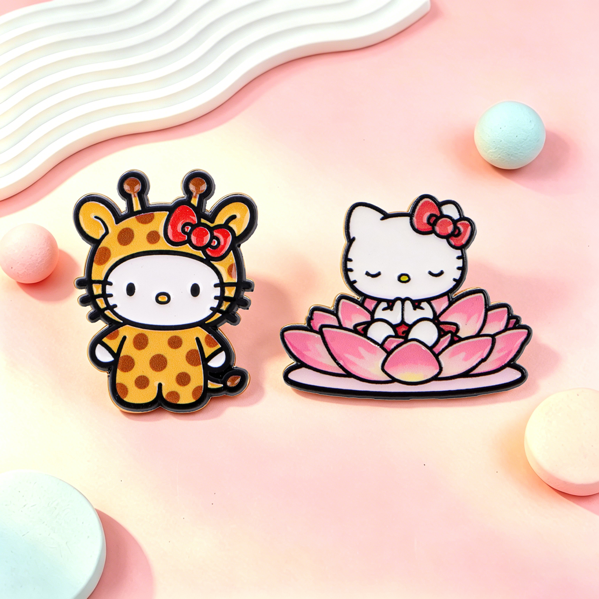 Vintage Brooch Pin - Kawaii Giraffe Enamel Pins Lotus Brooches