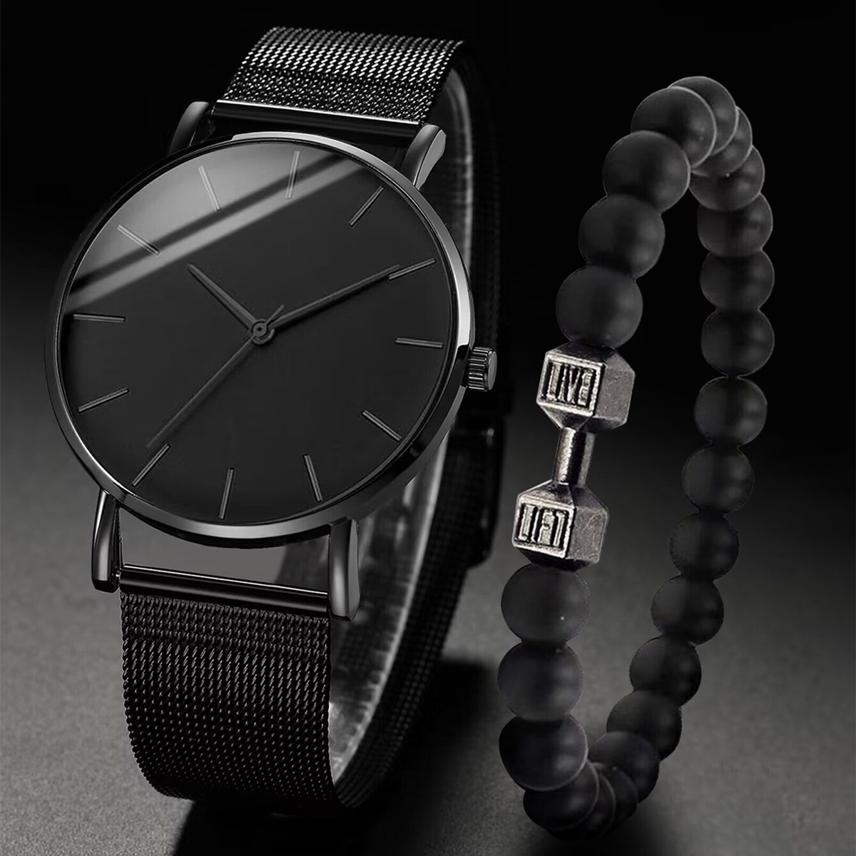 Jewelry Making Watches - 2PCS/Set Fashion Men's Black Mesh Band
