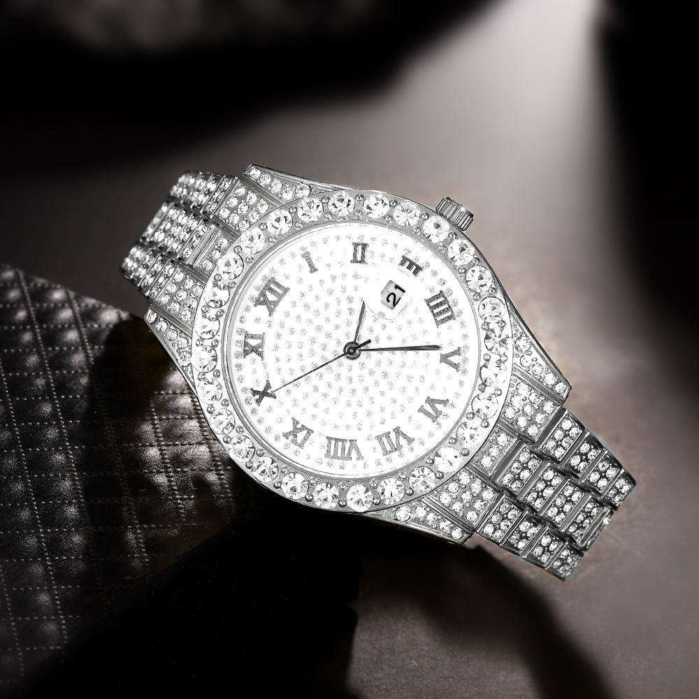 1 Hip-hop Full Diamond Silver  – Jewelry Style Watches recenzja i cena