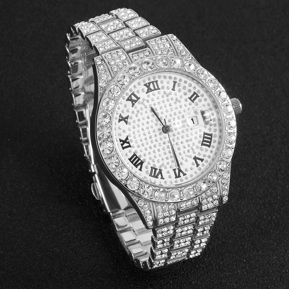1 Hip-hop Full Diamond Silver  – Jewelry Style Watches recenzja i cena