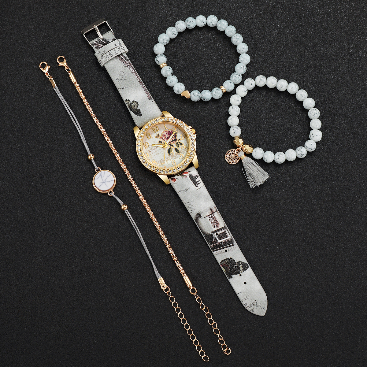5PCS Fashion Flower Printed Wo – Jewelry Making Watches recenzja i cena