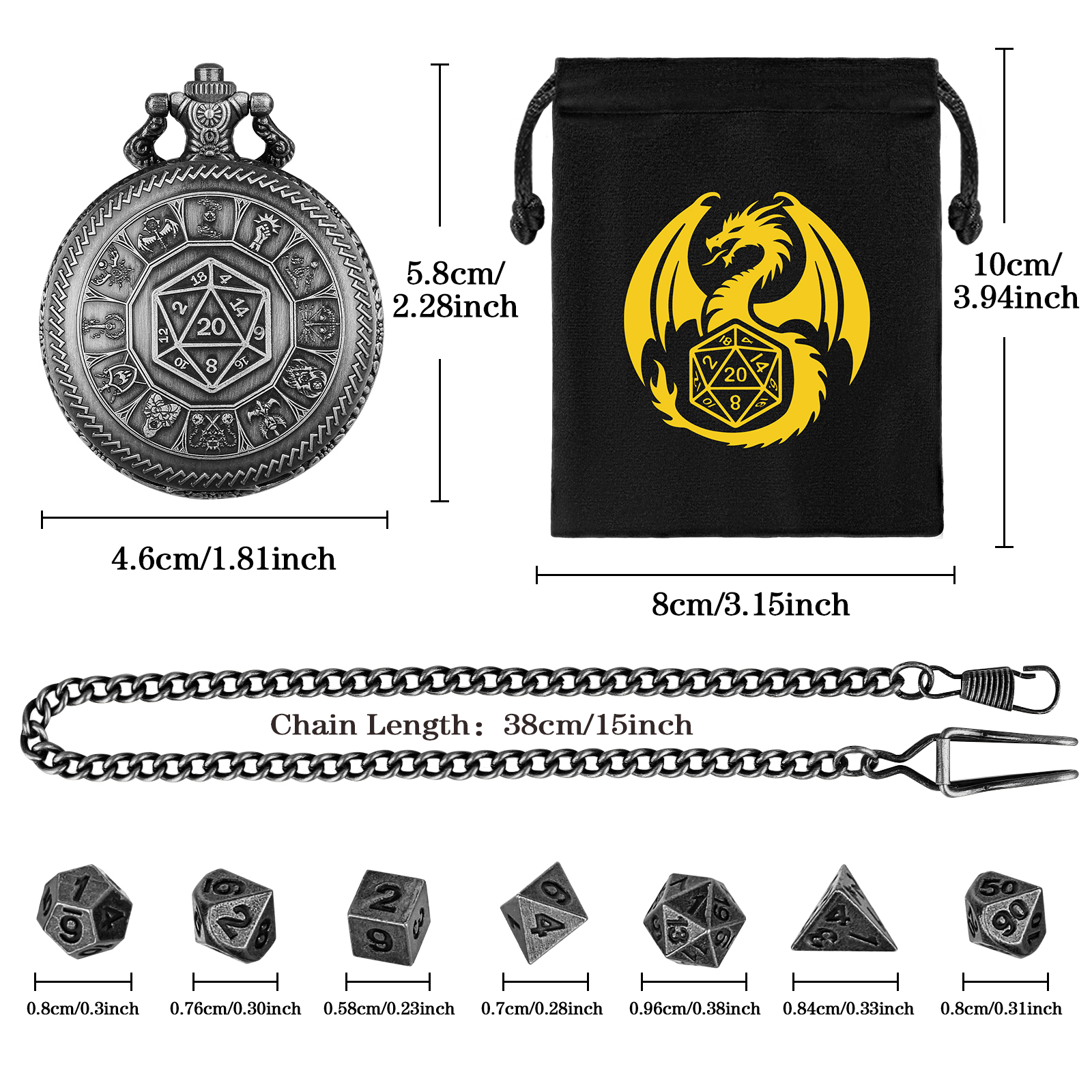 5pcs Metal D20 Polyhedral Dice – Vintage Pocket Watch recenzja i cena