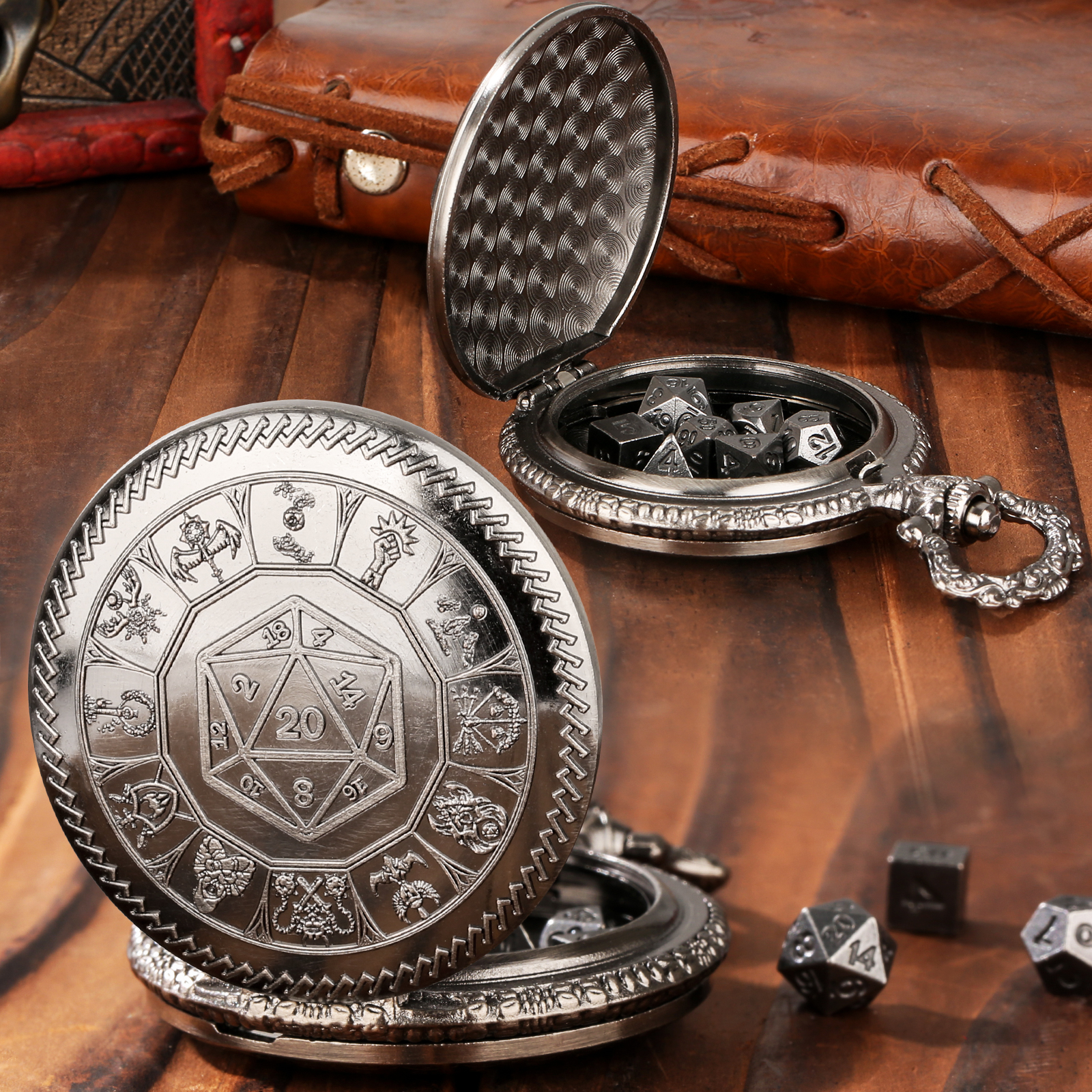 5pcs Metal D20 Polyhedral Dice – Vintage Pocket Watch recenzja i cena