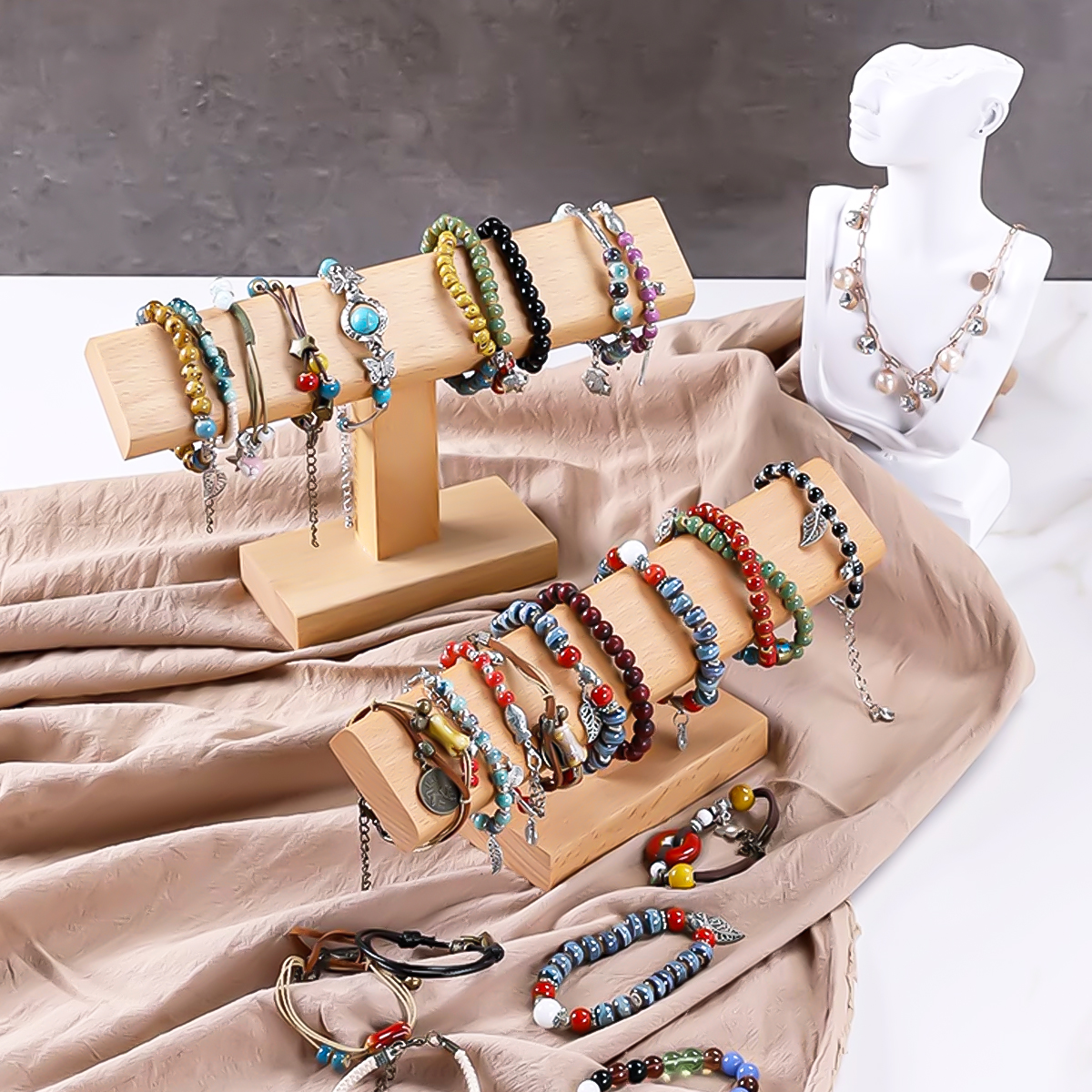 Wooden New T-Bar Vintage Walnu – Watches Jewelry Holder recenzja i cena