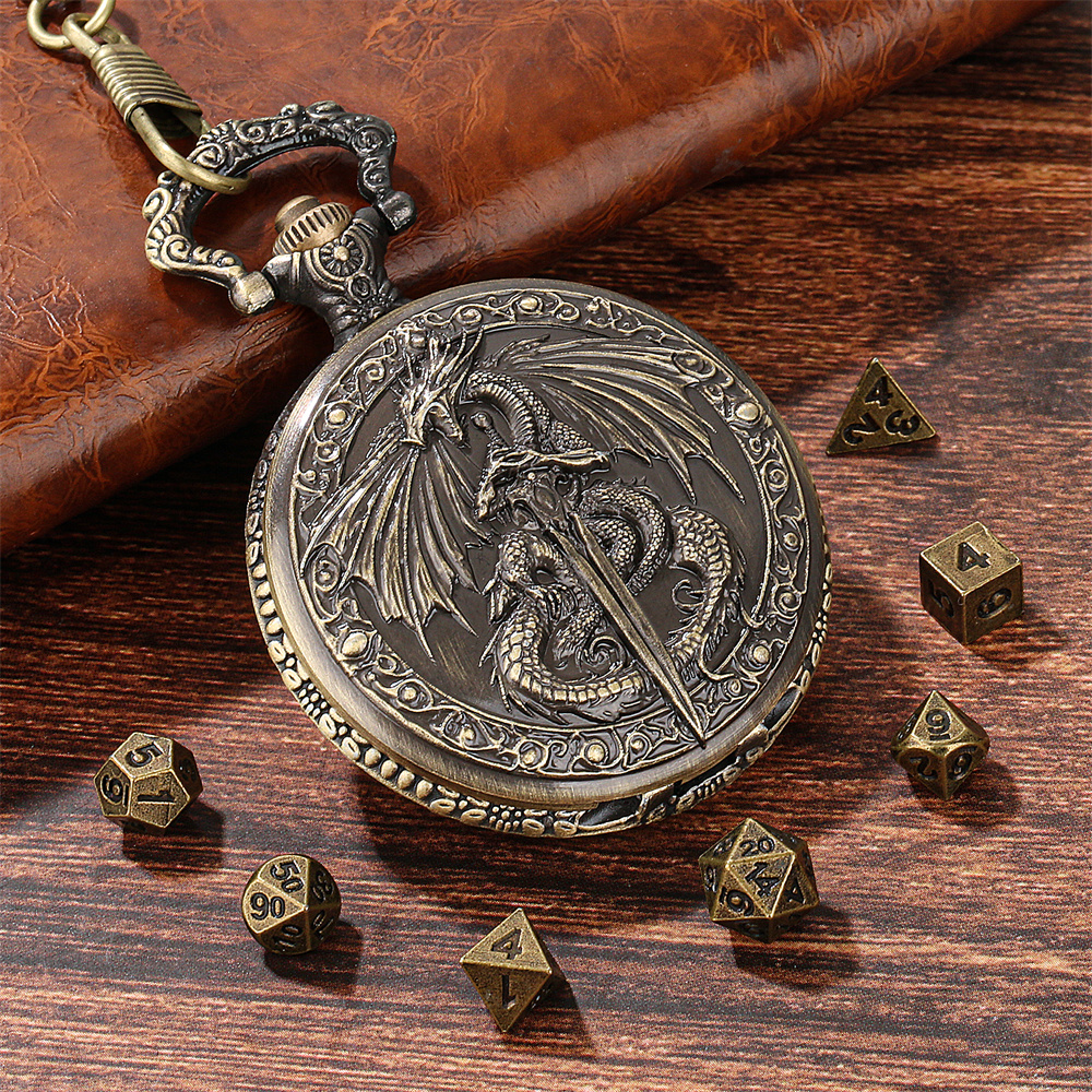 Bronze/Grey Black Sword Dragon – Vintage Pocket Watch recenzja i cena